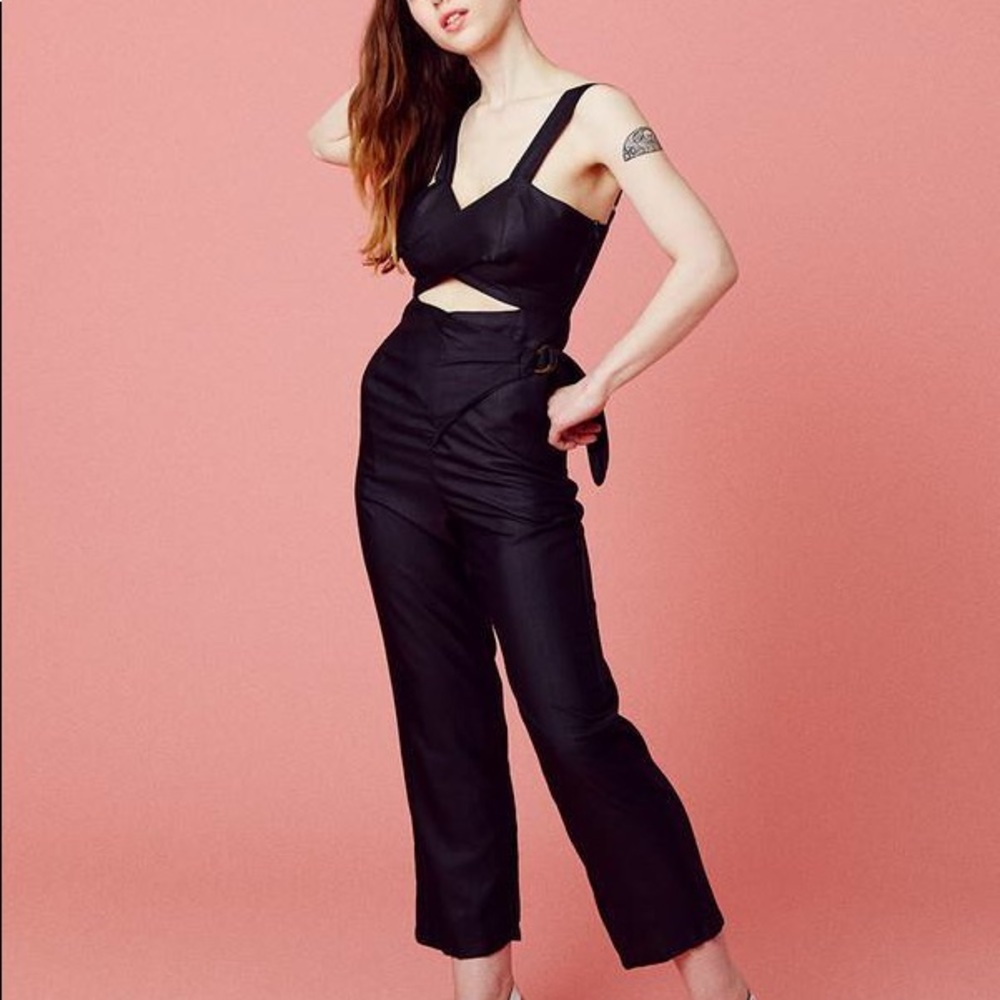 Samantha Pleet Black Curtain Jumpsuit Medium